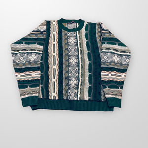Vintage Protege Collection Sweater Size L Large, Coogi style Green & Ivory